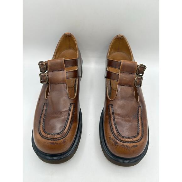 Dr. Martens VTG  Rare Chunky Mary Jane Brown Shoes Made in England US 10 8305 - Picture 3 of 12